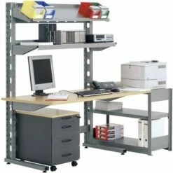 Werkpost Voor PC LxBxH 1306x920x1785 - RAL 9007 Grijs Aluminium - Bito