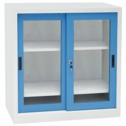 Lage Kasten Met Schuifdeuren CH - Met Vitrinedeuren - Breedte 100 cm - Manutan