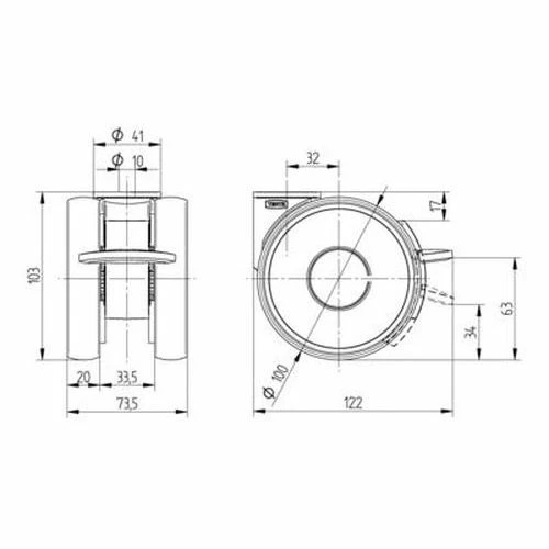 Zwenkwiel, INST. Nylon-stat.draagverm. 180-200 Kg-serie 5940 7 Zwenkwiel, INST. Nylon-stat.draagverm. 180-200 Kg-serie 5940 - Afbeelding 5