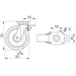 Zwenkwiel Gietijzer. Stat.draagverm. 1000-4000 Kg.serie 9650 -FACOM Winkel AIG2514645
