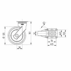 Zwenkwiel, INST. PP. - Stat.draagverm. 200 Kg-serie 5380