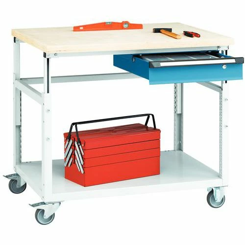 Verrijdbare Werkbank - 1 Legbord, 1 Lade 4 Verrijdbare Werkbank - 1 Legbord, 1 Lade - Afbeelding 2