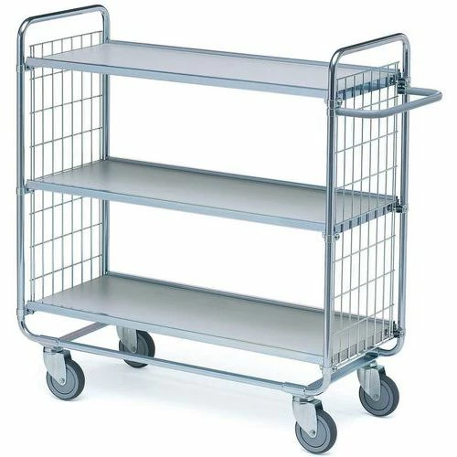 Wagen Met Geplastificeerde Houten Legborden - 3 Legborden - Draagvermogen 200 Kg 3 Wagen Met Geplastificeerde Houten Legborden - 3 Legborden - Draagvermogen 200 Kg