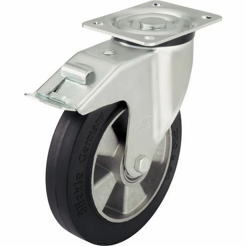 Zwenkwiel Met Plaat En Rem - Draagvermogen 180 Tot 550 Kg 3 Zwenkwiel Met Plaat En Rem - Draagvermogen 180 Tot 550 Kg