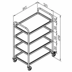 Plateauwagen Van Roestvast Staal - 4 Plateaus - Draagvermogen 200 kg -FACOM Winkel AIG4406256