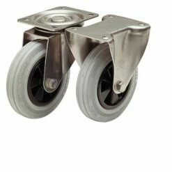 Bokwiel Met Grondplaat - Draagvermogen 50 Tot 205 Kg - Grijs