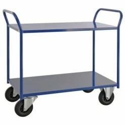 Tafelwagen 2 Niveaus Volledig Gelast - 2 Zwenk- En 2 Vaste Wielen