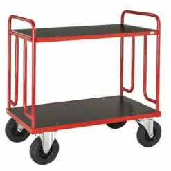 Plateauwagen Hout - 2 Plateaus - Draagvermogen 500 Kg - Rubberband