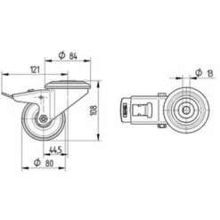 Zwenkwiel Alpha Rood Met Boutgat Met Dubbel Rem_TENTE -FACOM Winkel AIG6097331