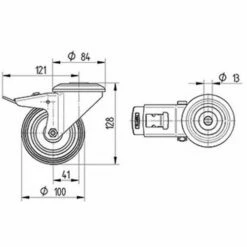 Zwenkwiel Alpha Rood Met Boutgat Met Dubbel Rem_TENTE -FACOM Winkel AIG6097333