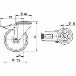 Zwenkwiel Alpha Rood Met Boutgat Met Dubbel Rem_TENTE -FACOM Winkel AIG6097335