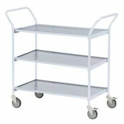 Verrijdbare Tafel Met Grijze Afwerking - 3 Plateaus - Draagvermogen 150 Kg