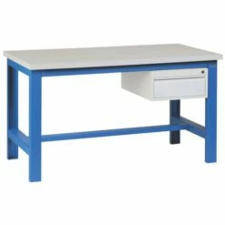 Werkbank SI40 Gelamineerd Blad Met Blauw Onderstel - 1 Lade