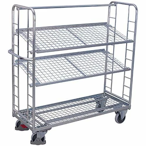 Legbordwagen Met 3 Draadgaasbodem 4 Legbordwagen Met 3 Draadgaasbodem - Afbeelding 2