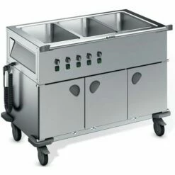 Voedselverdeelwagen Verwarmd Gesloten 3 Aparte Bakken - Blanco