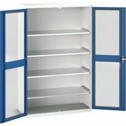 Hoge Kast Verso 1300x550x2000mm Met Raamdeur En 4 Legborden - BOTT